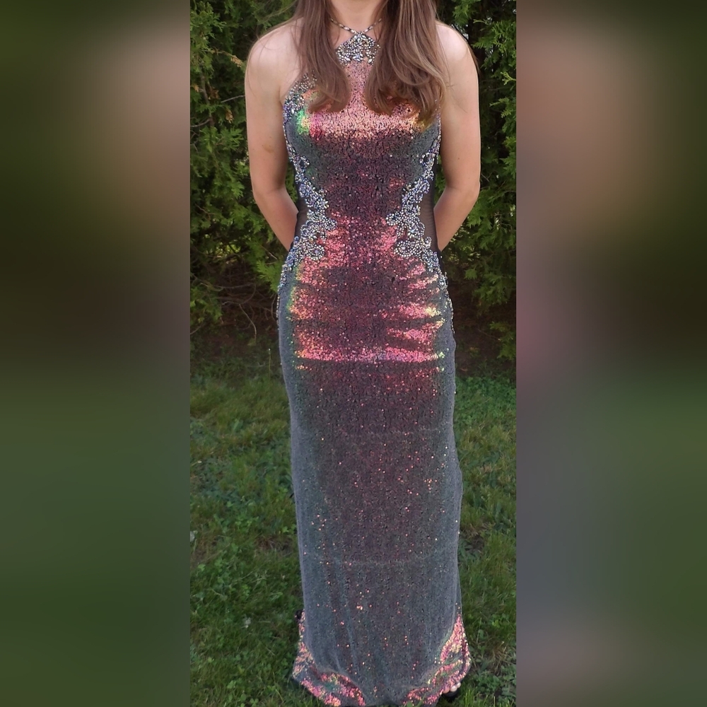Mori Lee Multicolor Sequin Prom Dress